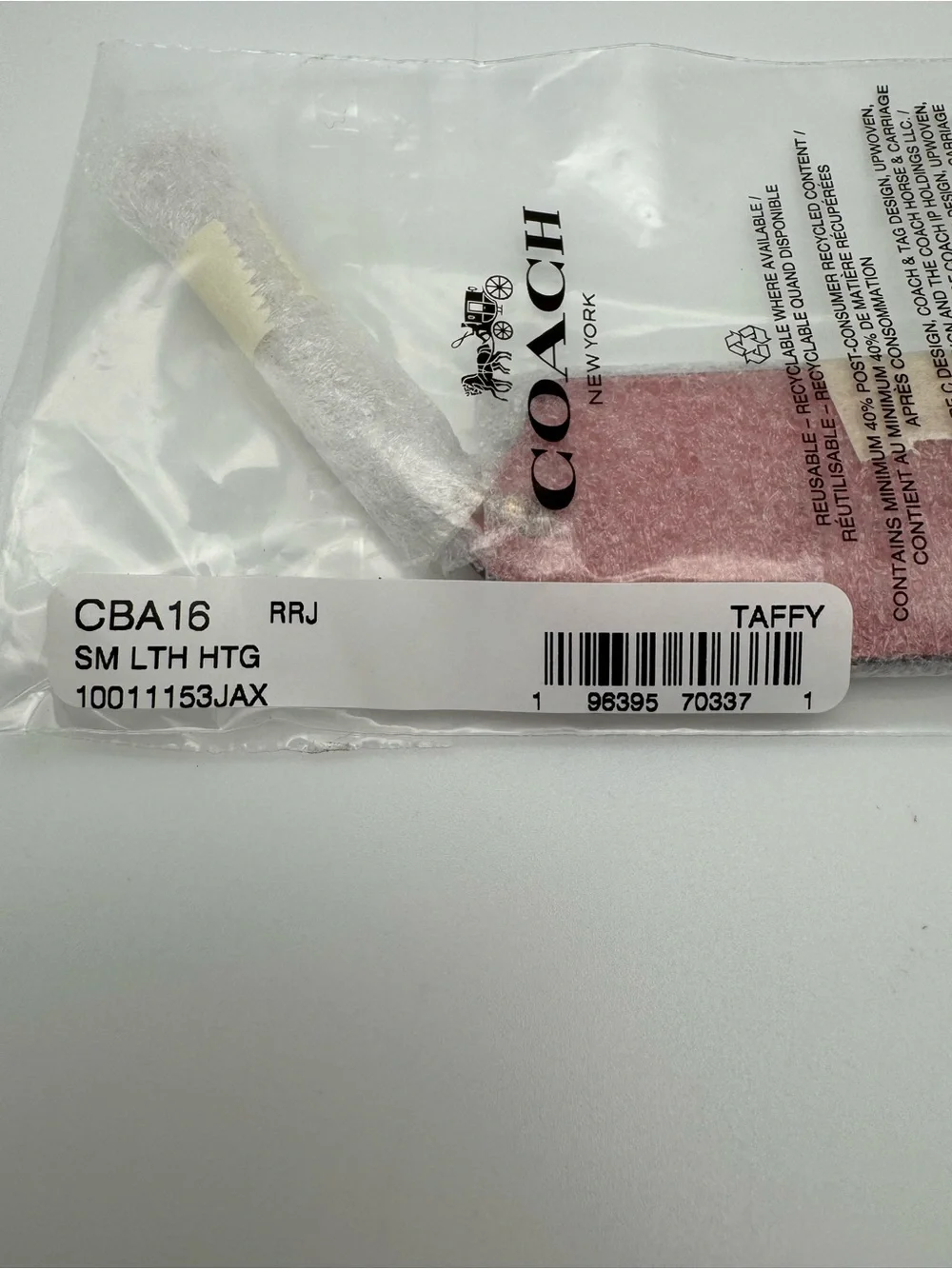 Coach CBA16 Taffy Pink Leather Hangtag Replacement Bag Charm Gold Chain NWT 2.5